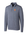 Syracuse Orange Cutter & Buck Shoreline Heathered Quarter Zip Mens Big and Tall Pullover Liberty Navy Heather Mannequin