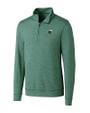 Tulane Green Wave Cutter & Buck Shoreline Heathered Quarter Zip Mens Big and Tall Pullover Hunter Heather Mannequin