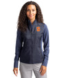 Syracuse Orange Cutter & Buck Stealth Recycled Hybrid Quilted Womens Windbreaker Jacket Liberty Navy Front