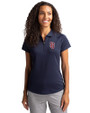 St Johns Red Storm Cutter & Buck Forge Stretch Womens Short Sleeve Polo Liberty Navy Front