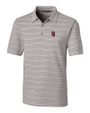 St Johns Red Storm Cutter & Buck Forge Epic Confidence Recycled Heathered Stripe Stretch Mens Polo Polished Medium Gray Mannequin
