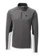 Tulane Green Wave Cutter & Buck Traverse Colorblock Stretch Quarter Zip Mens Pullover Elemental Grey Mannequin