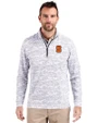 Syracuse Orange Cutter & Buck Traverse Stretch Eco Camo Print Quarter Zip Mens Pullover Charcoal Front