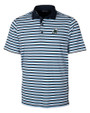 Tulane Green Wave Cutter & Buck Mens Forge Polo Multi Stripe Atlas Light Blue Mannequin