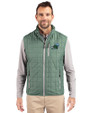 Tulane Green Wave Cutter & Buck Rainier Recycled Insulated Puffer Mens Full Zip Vest Hunter Melange Front