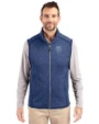 Emory Eagles Cutter & Buck Mainsail Sweater-Knit Mens Full Zip Vest Tour Blue Heather Front