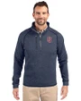 St Johns Red Storm Cutter & Buck Mainsail Sweater-Knit Mens Half Zip Pullover Jacket Liberty Navy Heather Front