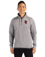 St Johns Red Storm Cutter & Buck Mainsail Sweater-Knit Mens Half Zip Pullover Jacket Polished Heather Front