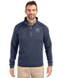 Emory Eagles Cutter & Buck Mainsail Sweater-Knit Mens Half Zip Pullover Jacket Liberty Navy Heather Front