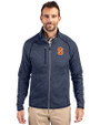 Syracuse Orange Cutter & Buck Mainsail Sweater-Knit Mens Full Zip Jacket Liberty Navy Heather Front