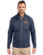 Pepperdine Waves Cutter & Buck Mainsail Sweater-Knit Mens Full Zip Jacket Liberty Navy Heather Front