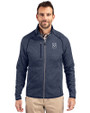 Emory Eagles Cutter & Buck Mainsail Sweater-Knit Mens Full Zip Jacket Liberty Navy Heather Front