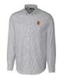 Syracuse Orange Cutter & Buck Stretch Oxford Stripe Mens Long Sleeve Dress Shirt Charcoal Mannequin