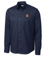 Syracuse Orange Cutter & Buck Epic Easy Care Nailshead Mens Long Sleeve Dress Shirt Navy Blue Mannequin