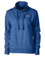 Pepperdine Waves Cutter & Buck Saturday Cotton Blend Womens Funnel Neck Sweatshirt Tour Blue Heather Mannequin