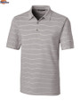 Pepperdine Waves Cutter & Buck Forge Epic Confidence Recycled Heathered Stripe Stretch Mens Polo Polished Medium Gray Mannequin