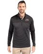 Montana Grizzlies Cutter & Buck Traverse Recycled Smooth Stretch Mens Stripe Quarter Zip Pullover Black Front