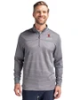 Bradley Braves Cutter & Buck Traverse Recycled Smooth Stretch Mens Stripe Quarter Zip Pullover Elemental Grey Front