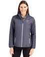 Emory Eagles Cutter & Buck Rainier PrimaLoft®  Womens Eco Insulated Full Zip Puffer Jacket Anthracite Melange Front