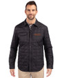 UOP Tigers Cutter & Buck Rainier PrimaLoft® Mens Big and Tall Eco Insulated Quilted Shirt Jacket Black Front