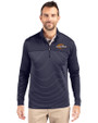 Pepperdine Waves Cutter & Buck Traverse Stretch Eco Stripe Quarter Zip Mens Big and Tall Pullover Liberty Navy Front