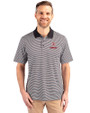 Bradley Braves Cutter & Buck Forge Tonal Stripe Stretch Mens Polo Black Front