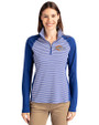 Pepperdine Waves Cutter & Buck Forge Tonal Stripe Stretch Half Zip Womens Top Tour Blue Front