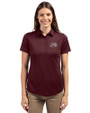 Montana Grizzlies Cutter & Buck Prospect Eco Textured Stretch Recycled Womens Short Sleeve Polo Bordeaux Front