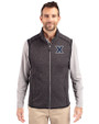 Xavier Musketeers Cutter & Buck Mainsail Sweater-Knit Mens Big and Tall Full Zip Vest Charcoal Heather Front