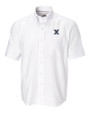 Xavier Musketeers Cutter & Buck Epic Easy Care Nailshead Mens Big and Tall Short Sleeve Dress Shirt White Mannequin