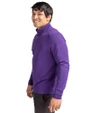 Side profile of a man wearing a College Purple Cutter & Buck Virtue Eco Pique Recycled Quarter Zip Mens Pullover