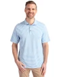 Front profile of a man wearing an Atlas Cutter & Buck Virtue Eco Pique Stripe Recycled Mens Polo
