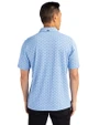 Back profile of a man wearing an Atlas Cutter & Buck Virtue Eco Pique Tile Print Recycled Mens Polo