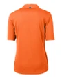 Mannequin back view of an orange Burst Cutter & Buck Virtue Eco Pique Recycled Womens Polo ORB_MANNB_HG 1