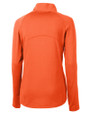 Mannequin back view of a College Orange Cutter & Buck Adapt Eco Knit Stretch Recycled Womens Half Zip Pullover