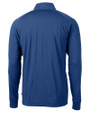 Mannequin back view of a Tour Blue Cutter & Buck Adapt Eco Knit Stretch Recycled Mens Big and Tall Quarter Zip Pullover