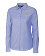 Albany State University Golden Rams Cutter & Buck Stretch Oxford Womens Long Sleeve Dress Shirt French Blue Mannequin