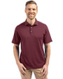 Front profile of a man wearing a Chutney Cutter & Buck Virtue Eco Pique Recycled Mens Polo