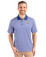 Albany State University Golden Rams Cutter & Buck Forge Tonal Stripe Stretch Mens Big and Tall Polo Tour Blue Front