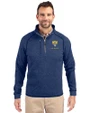 Fort Valley State Wildcats Cutter & Buck Mainsail Sweater-Knit Mens Half Zip Pullover Jacket Tour Blue Heather Front