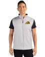 Bowie State Bulldogs Cutter & Buck Stealth Hybrid Quilted Mens Big and Tall Windbreaker Vest Polished Medium Gray Front