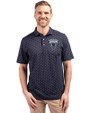 Howard Bison Cutter & Buck Virtue Eco Pique Tile Print Recycled Mens Polo Navy Blue Front