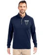 Howard Bison Cutter & Buck Adapt Eco Knit Stretch Recycled Mens Big and Tall Quarter Zip Pullover Navy Blue Front