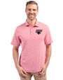 Clark Atlanta Panthers Cutter & Buck Virtue Eco Pique Botanical Print Recycled Mens Polo Red Front