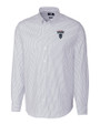 Howard Bison Cutter & Buck Stretch Oxford Stripe Mens Long Sleeve Dress Shirt Light Blue Mannequin
