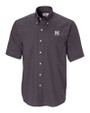 Morehouse Maroon Tigers Cutter & Buck Epic Easy Care Nailshead Mens Big and Tall Short Sleeve Dress Shirt Black Mannequin