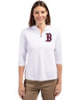 Boston Red Sox Cutter & Buck Virtue Eco Pique Recycled Half Zip Pullover Womens Hoodie White Front