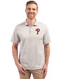 Philadelphia Phillies Cutter & Buck Virtue Recycled Stripe Featherlight Pique Mens Polo Polished Medium Gray Front