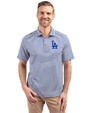 Los Angeles Dodgers Cutter & Buck Virtue Eco Pique Stripe Recycled Mens Polo Tour Blue Front