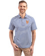New York Mets Cutter & Buck Virtue Eco Pique Stripe Recycled Mens Polo Tour Blue Front
